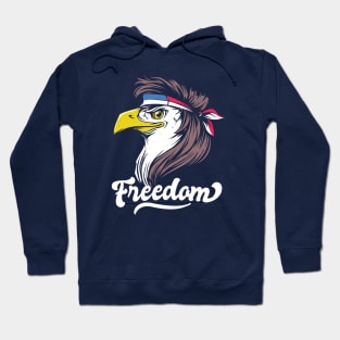 Bald Eagle with Mullet // Funny America Freedom 4th of July Hoodie